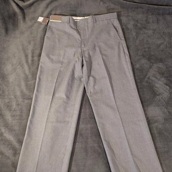 NEW Merona Pants Mens 36x34 Gray Slim Fit PANT/GREY STRIPE/212685 - Picture 1 of 3